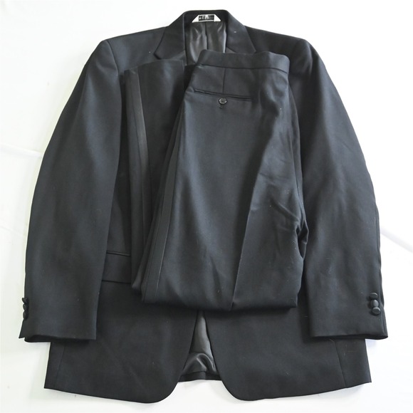 Versini 40L 33x32 Black 100% Wool‎ Mens Jacket Pants Suit Tuxedo Tux